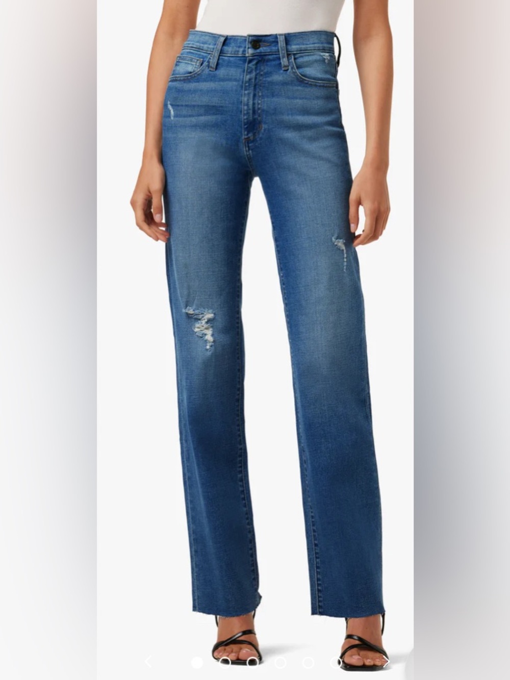 Joe's Jeans wide leg medium Blue stretch Denim with raw hem high rise